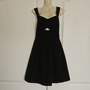 RW&CO Pleated Beaded Cut Out Mini Dress Black & Silver 00